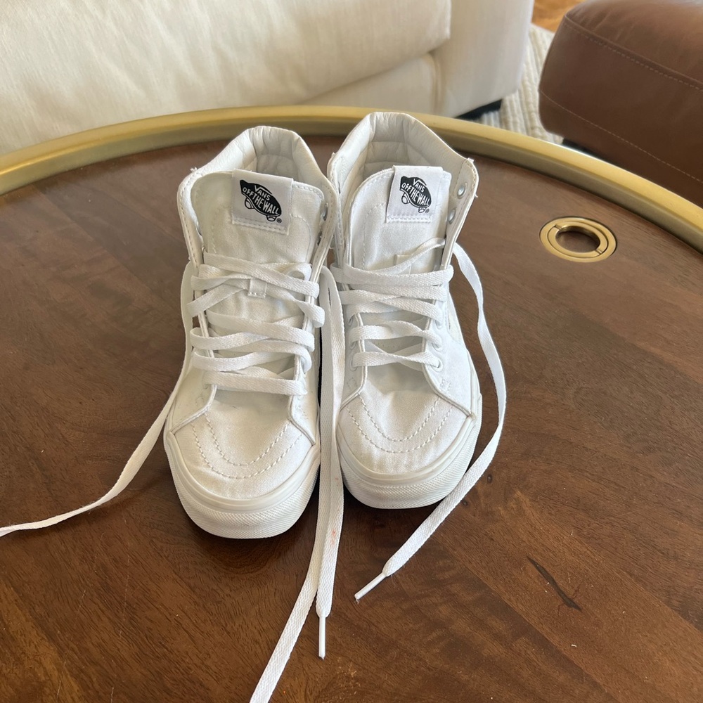 Vans white high top sneakers